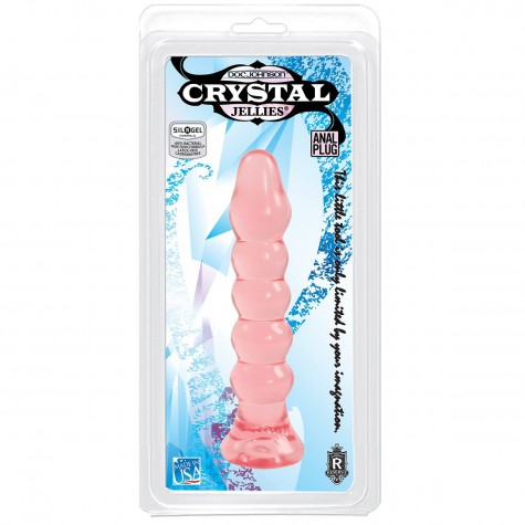 Анальная елочка из розового геля Crystal Jellies Anal Plug Bumps - 15,2 см.