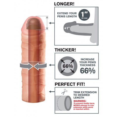 Реалистичная насадка Mega 1 Extension - 17 см.